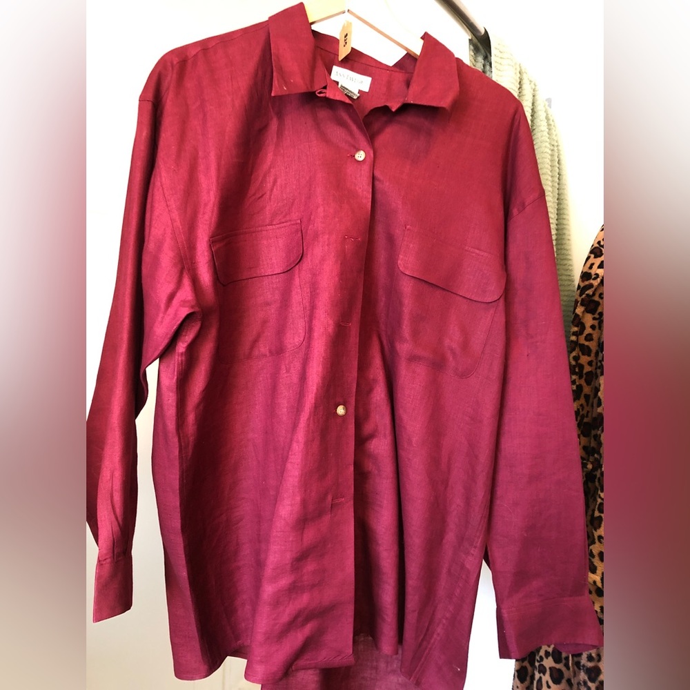 Ann Taylor Linen Long Button Down